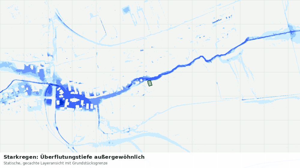 Statische Kartenansicht: Starkregen: Überflutungstiefe außergewöhnlich