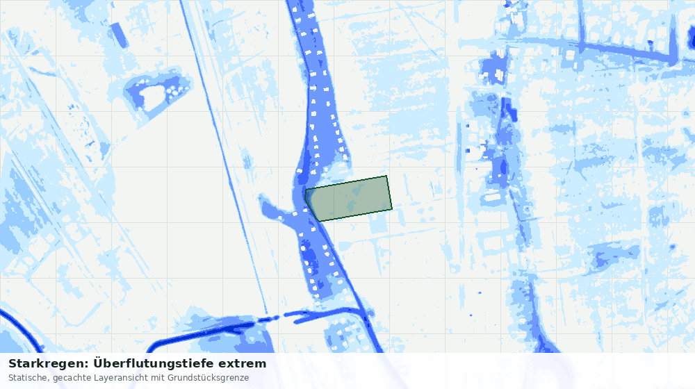 Statische Kartenansicht: Starkregen: Überflutungstiefe extrem