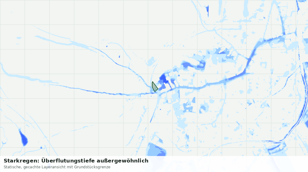Statische Kartenansicht: Starkregen: Überflutungstiefe außergewöhnlich
