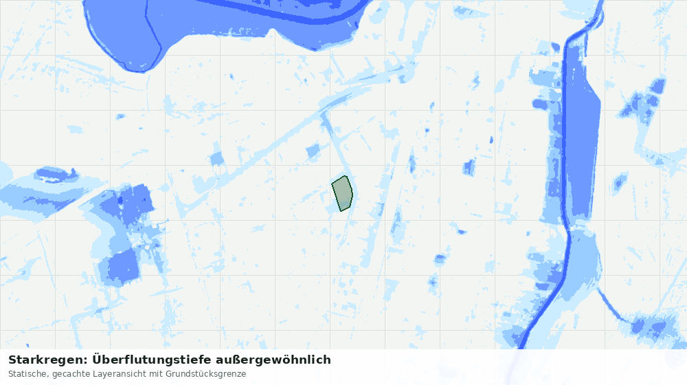 Statische Kartenansicht: Starkregen: Überflutungstiefe außergewöhnlich