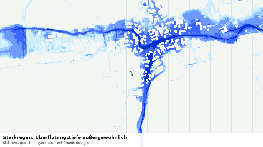 Statische Kartenansicht: Starkregen: Überflutungstiefe außergewöhnlich