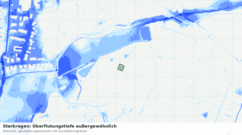 Statische Kartenansicht: Starkregen: Überflutungstiefe außergewöhnlich