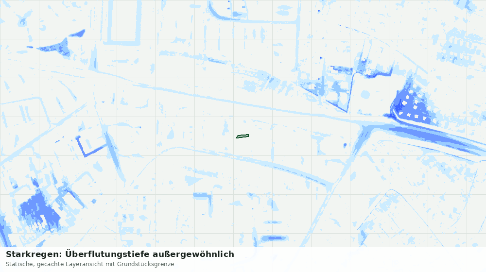 Statische Kartenansicht: Starkregen: Überflutungstiefe außergewöhnlich