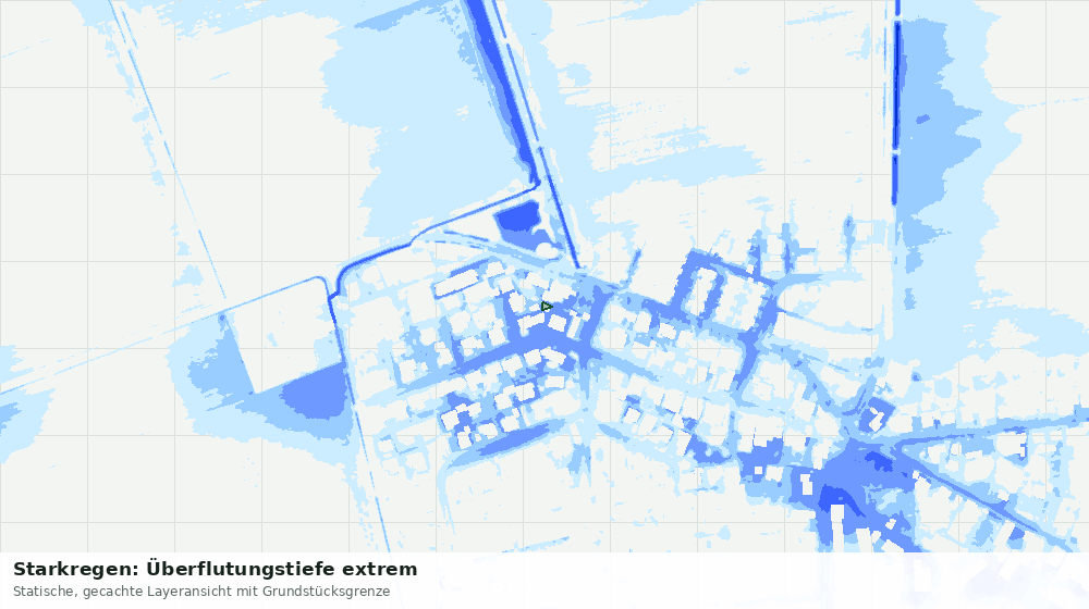 Statische Kartenansicht: Starkregen: Überflutungstiefe extrem