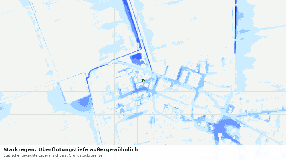 Statische Kartenansicht: Starkregen: Überflutungstiefe außergewöhnlich