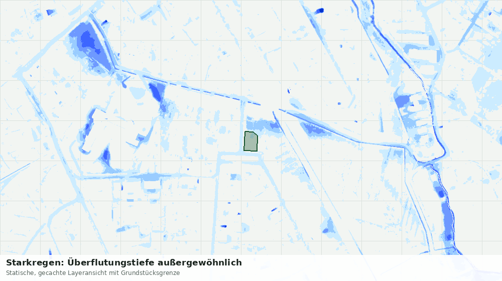 Statische Kartenansicht: Starkregen: Überflutungstiefe außergewöhnlich