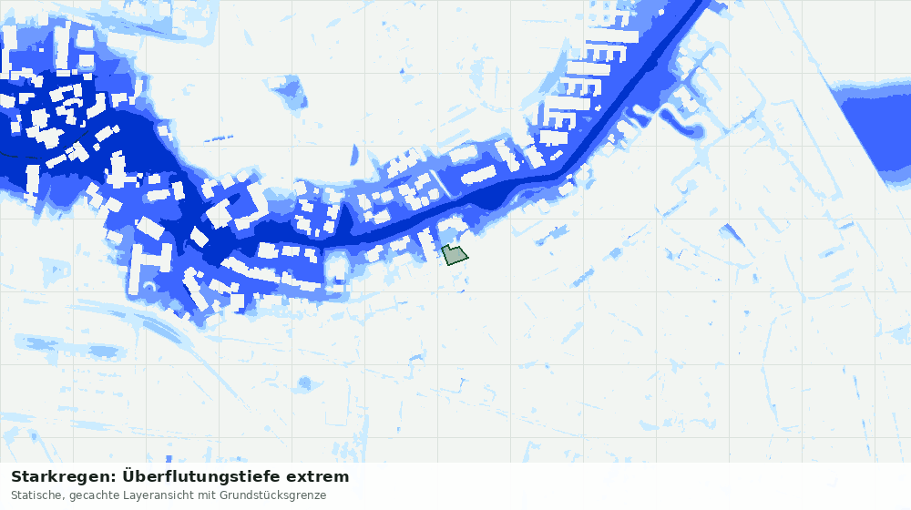 Statische Kartenansicht: Starkregen: Überflutungstiefe extrem