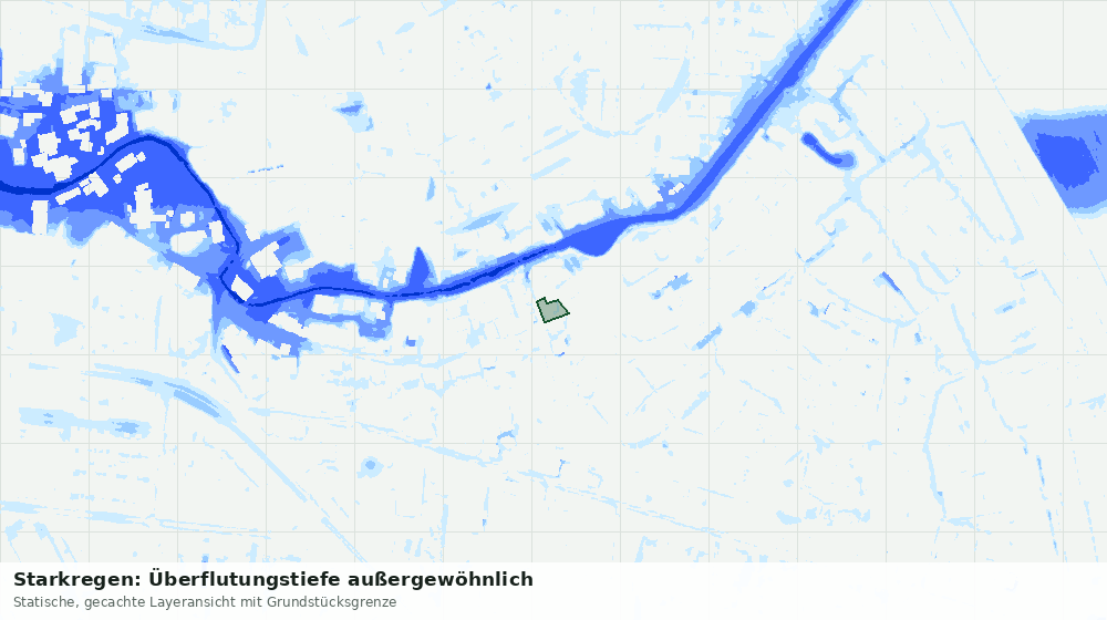 Statische Kartenansicht: Starkregen: Überflutungstiefe außergewöhnlich