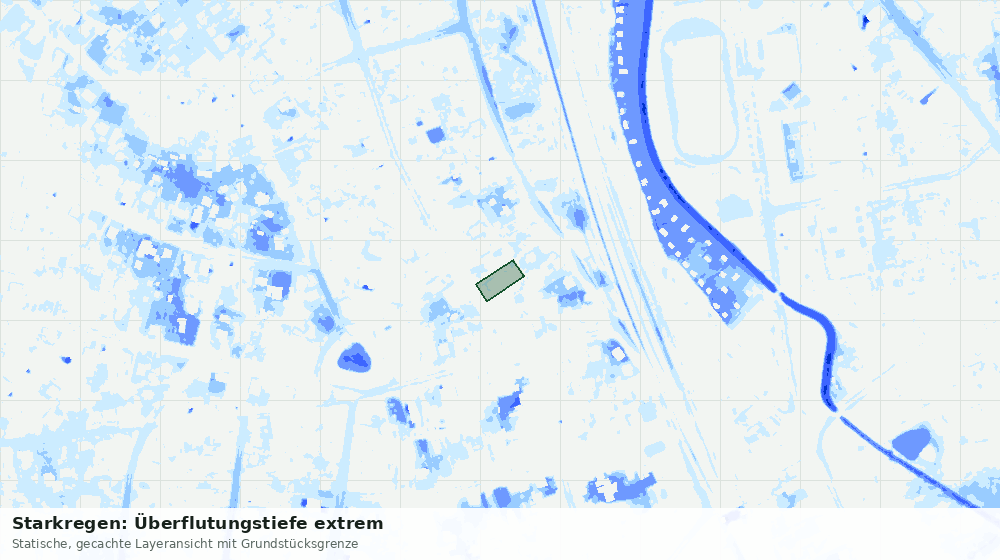 Statische Kartenansicht: Starkregen: Überflutungstiefe extrem