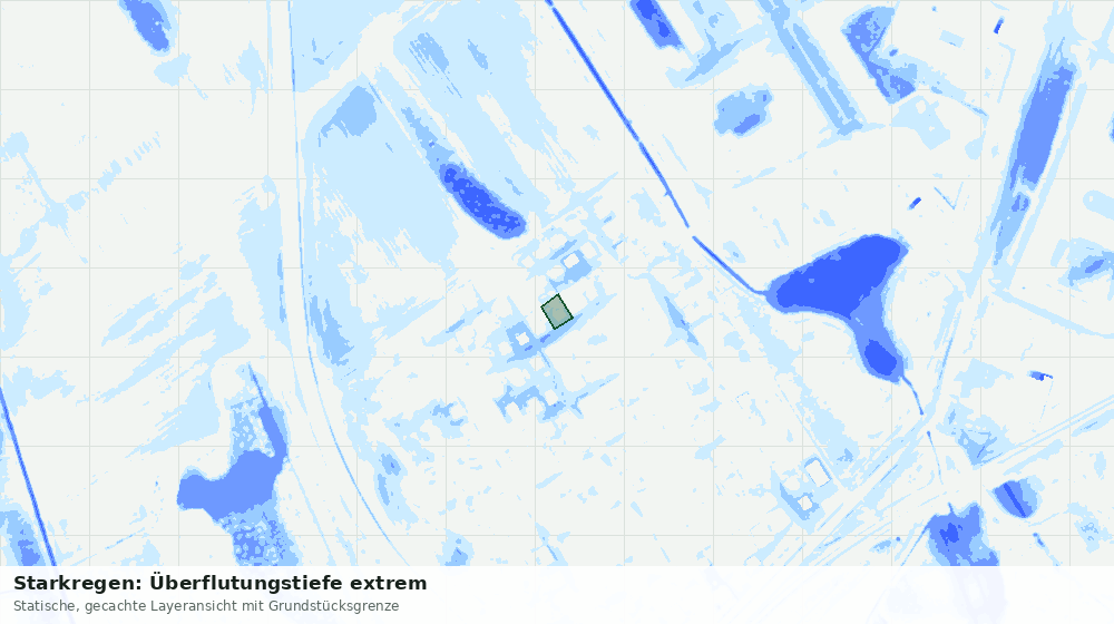 Statische Kartenansicht: Starkregen: Überflutungstiefe extrem