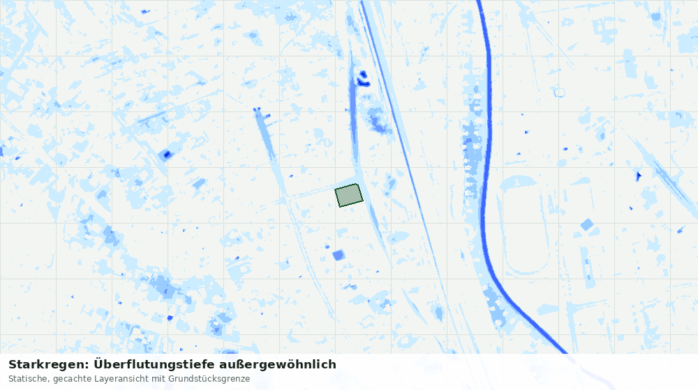 Statische Kartenansicht: Starkregen: Überflutungstiefe außergewöhnlich