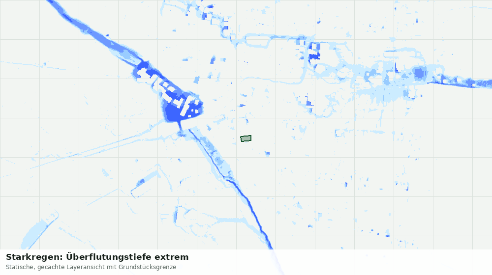 Statische Kartenansicht: Starkregen: Überflutungstiefe extrem