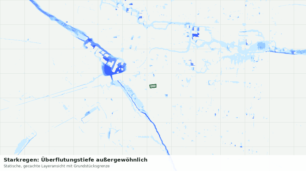 Statische Kartenansicht: Starkregen: Überflutungstiefe außergewöhnlich