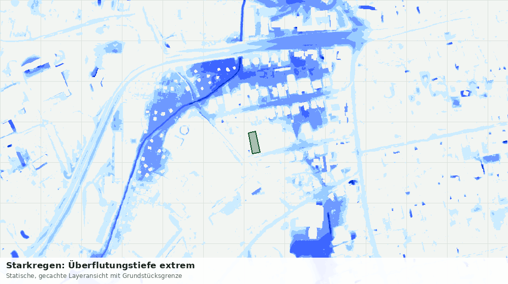 Statische Kartenansicht: Starkregen: Überflutungstiefe extrem