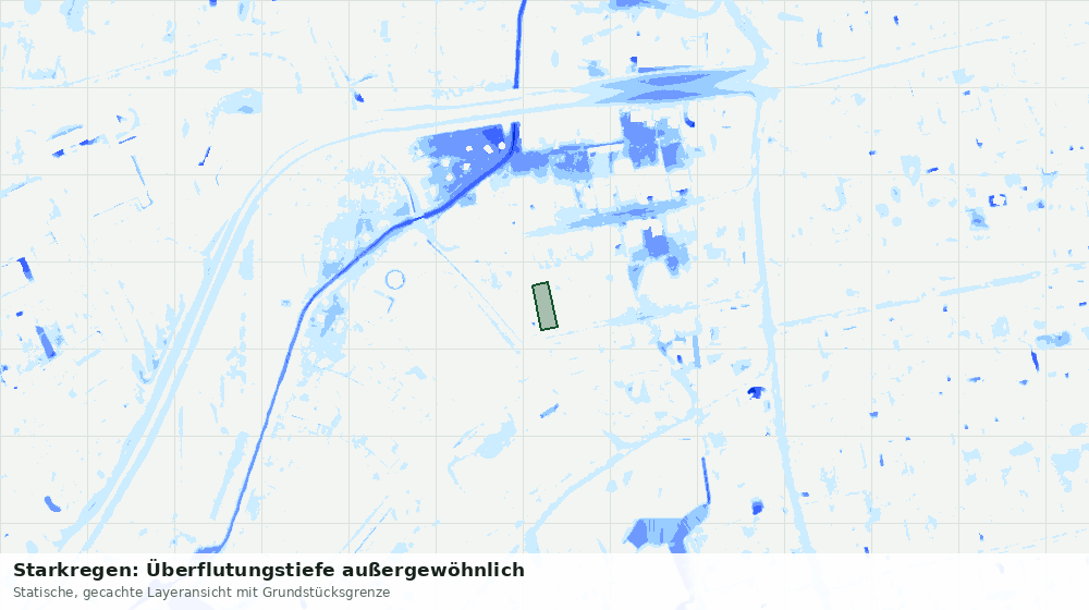 Statische Kartenansicht: Starkregen: Überflutungstiefe außergewöhnlich