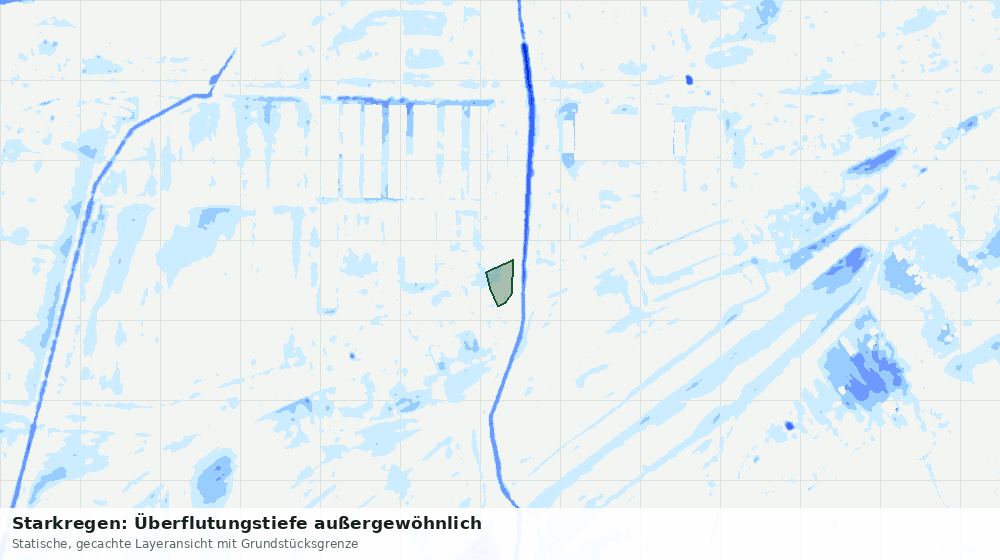 Statische Kartenansicht: Starkregen: Überflutungstiefe außergewöhnlich