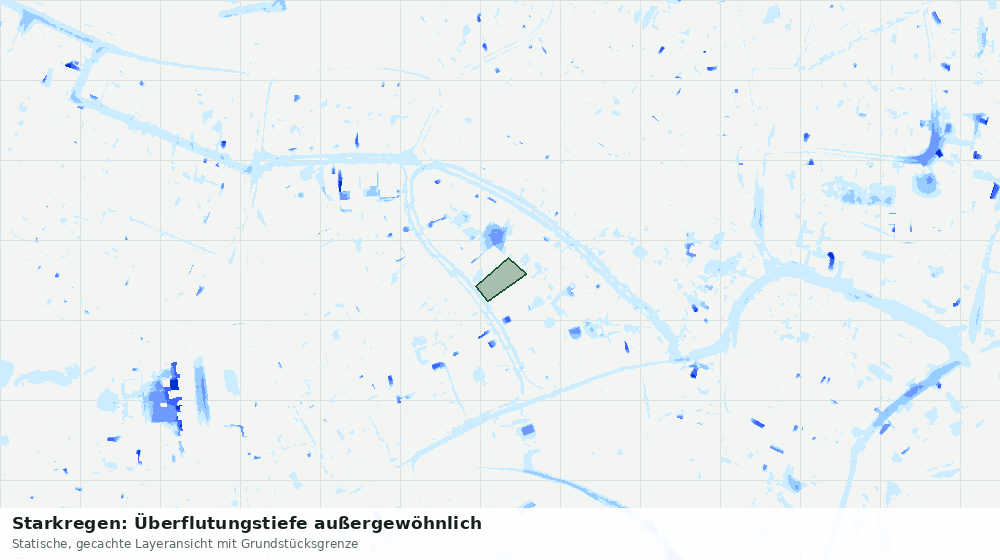 Statische Kartenansicht: Starkregen: Überflutungstiefe außergewöhnlich