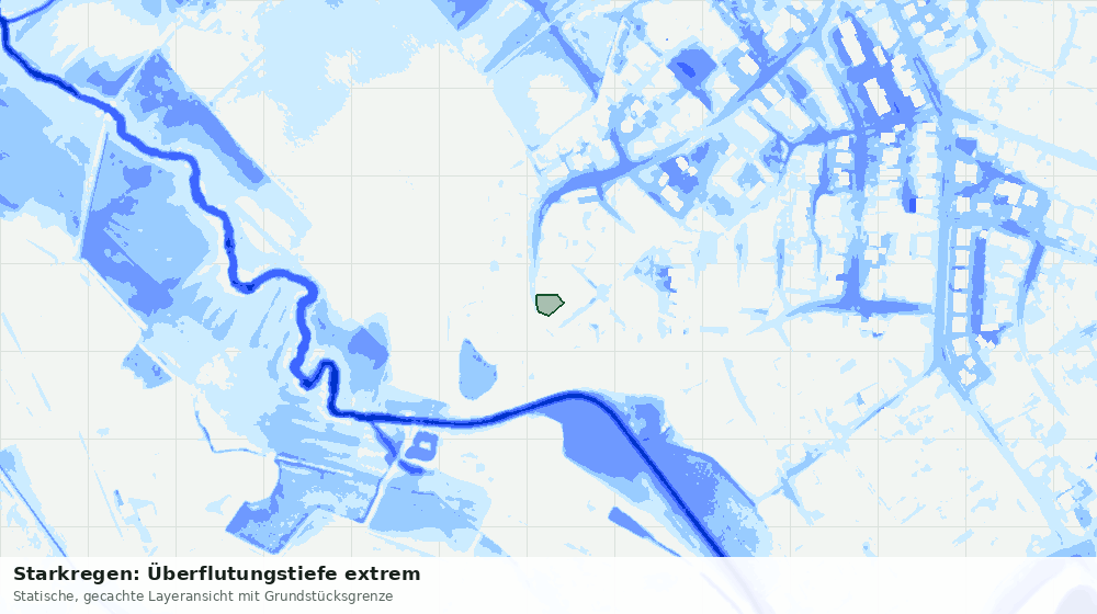 Statische Kartenansicht: Starkregen: Überflutungstiefe extrem