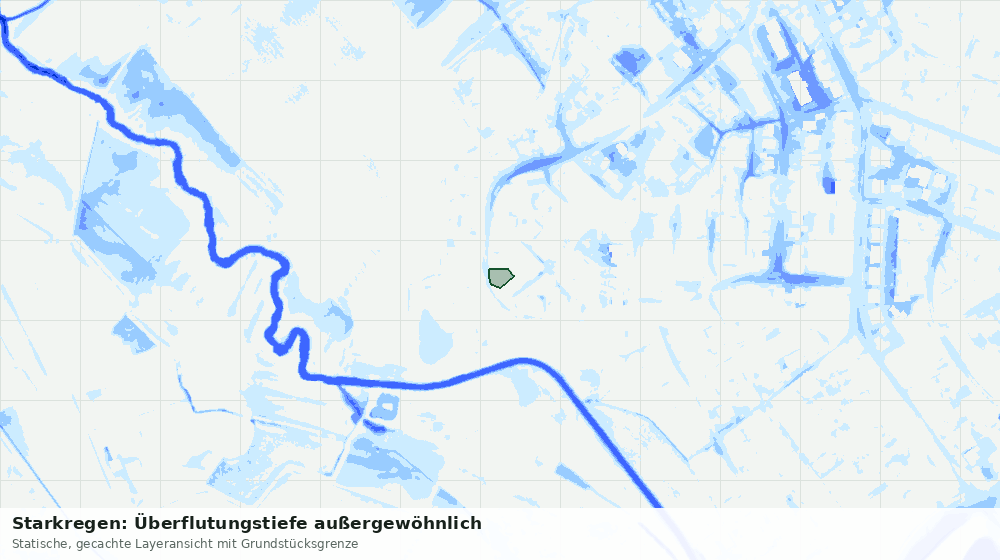 Statische Kartenansicht: Starkregen: Überflutungstiefe außergewöhnlich