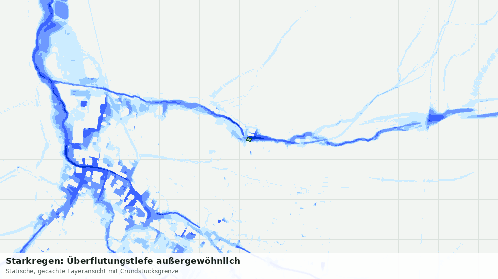Statische Kartenansicht: Starkregen: Überflutungstiefe außergewöhnlich