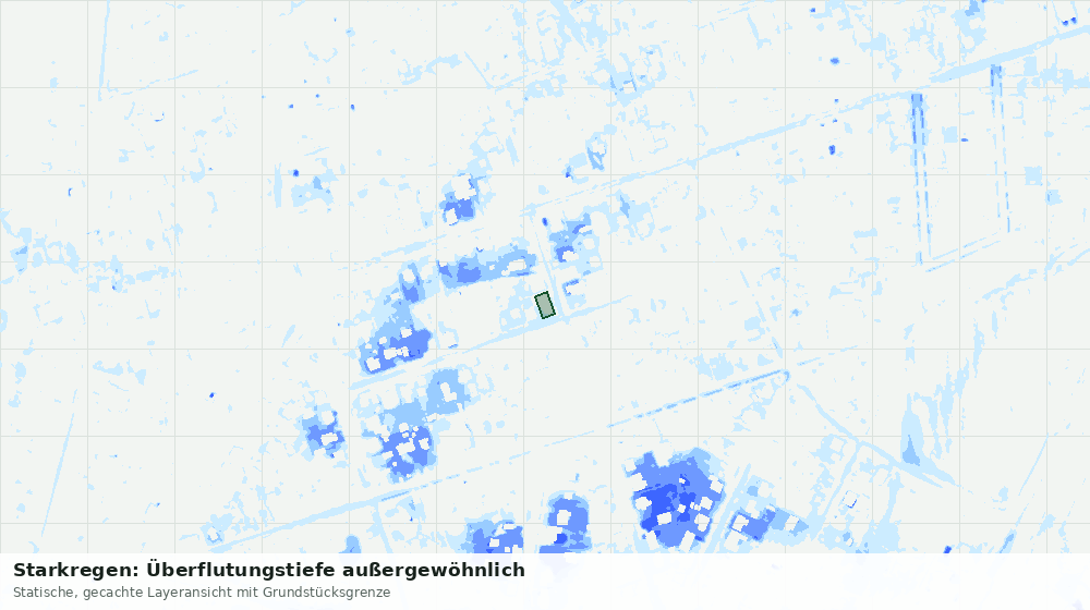 Statische Kartenansicht: Starkregen: Überflutungstiefe außergewöhnlich