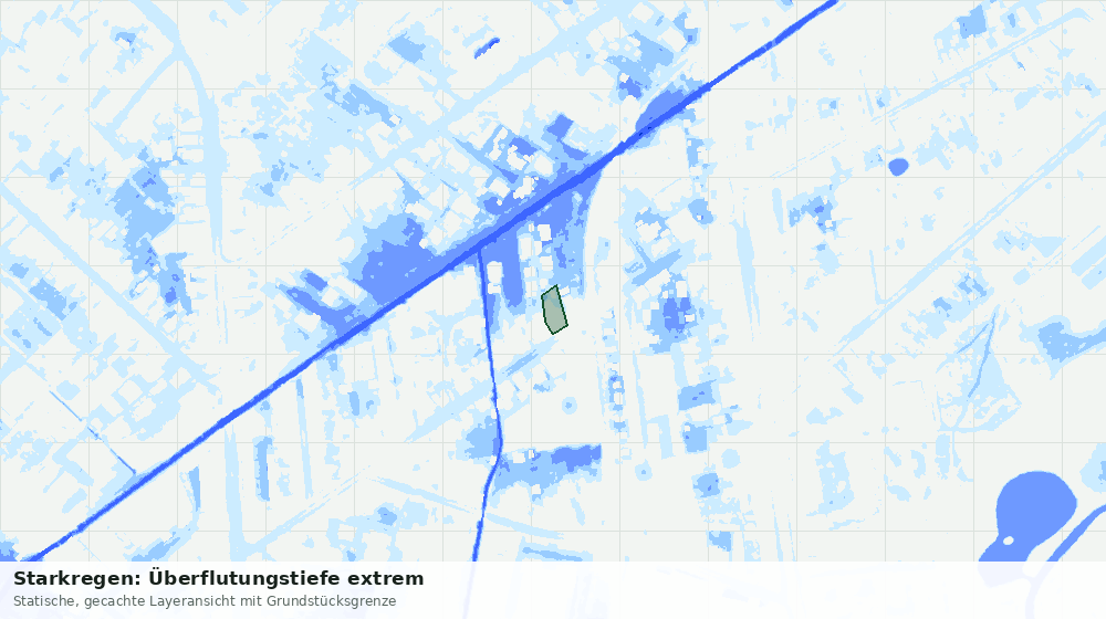 Statische Kartenansicht: Starkregen: Überflutungstiefe extrem