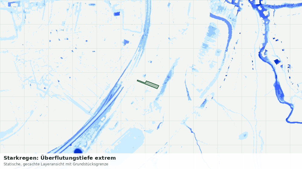 Statische Kartenansicht: Starkregen: Überflutungstiefe extrem