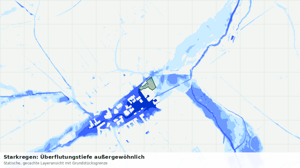 Statische Kartenansicht: Starkregen: Überflutungstiefe außergewöhnlich
