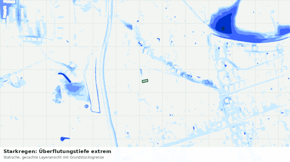 Statische Kartenansicht: Starkregen: Überflutungstiefe extrem