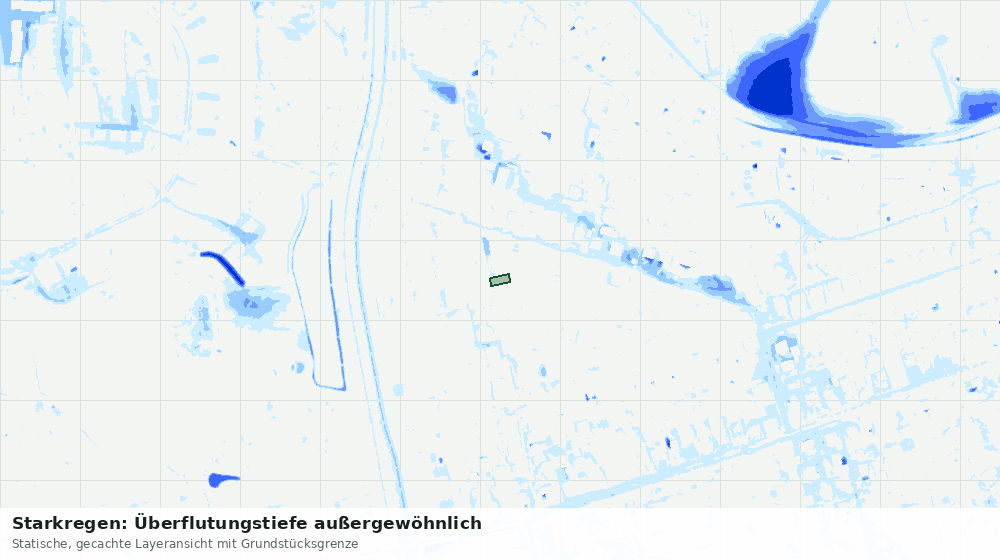 Statische Kartenansicht: Starkregen: Überflutungstiefe außergewöhnlich