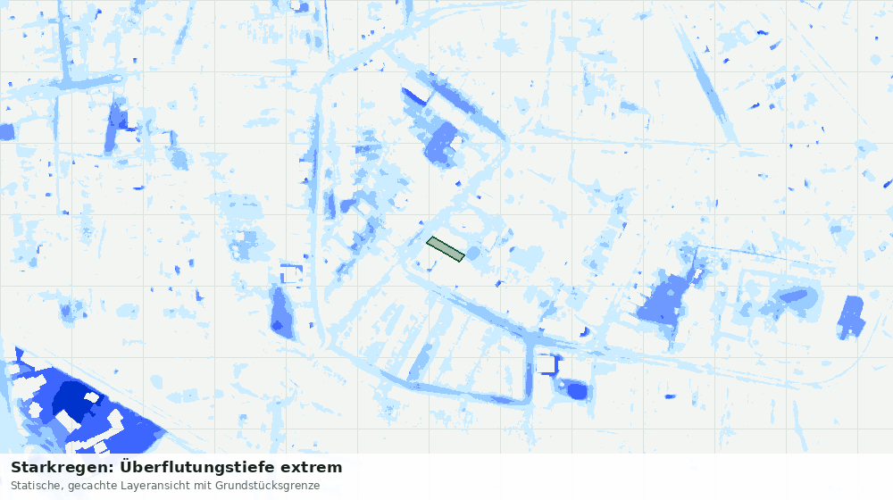 Statische Kartenansicht: Starkregen: Überflutungstiefe extrem