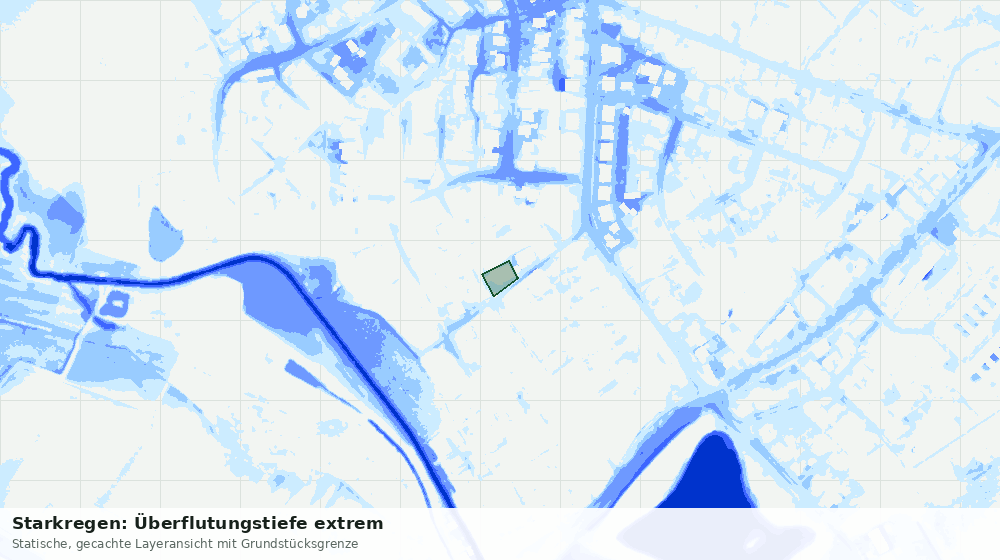 Statische Kartenansicht: Starkregen: Überflutungstiefe extrem