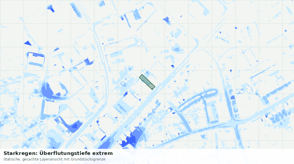 Statische Kartenansicht: Starkregen: Überflutungstiefe extrem