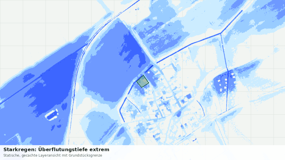 Statische Kartenansicht: Starkregen: Überflutungstiefe extrem