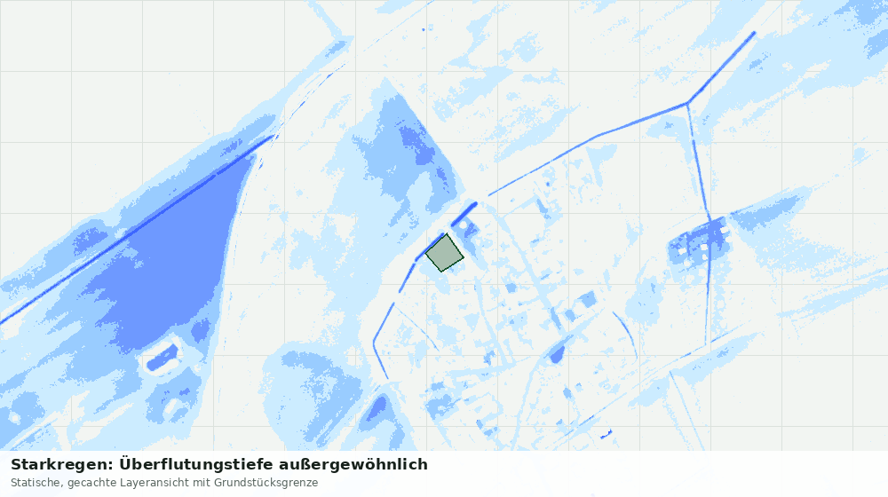 Statische Kartenansicht: Starkregen: Überflutungstiefe außergewöhnlich