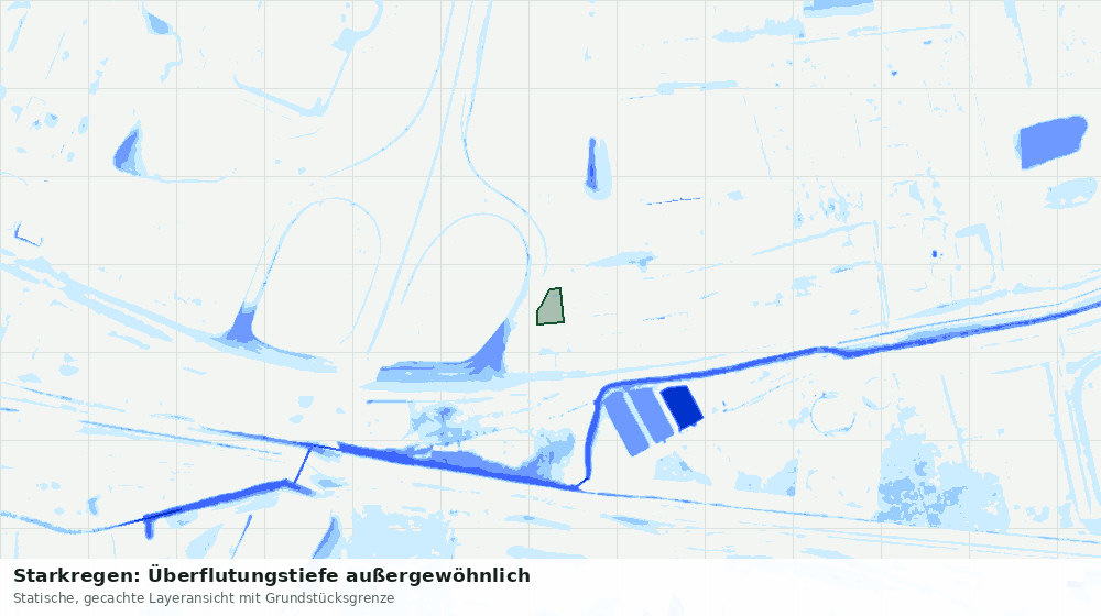 Statische Kartenansicht: Starkregen: Überflutungstiefe außergewöhnlich
