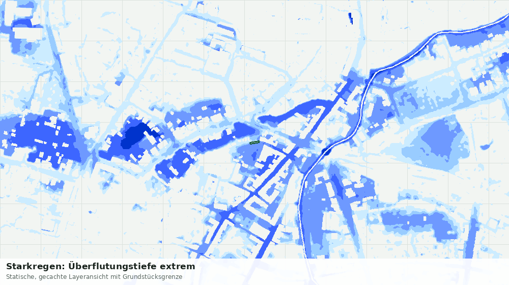 Statische Kartenansicht: Starkregen: Überflutungstiefe extrem