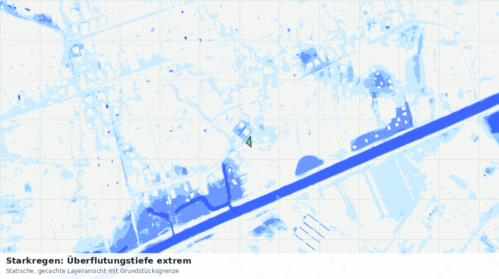 Statische Kartenansicht: Starkregen: Überflutungstiefe extrem