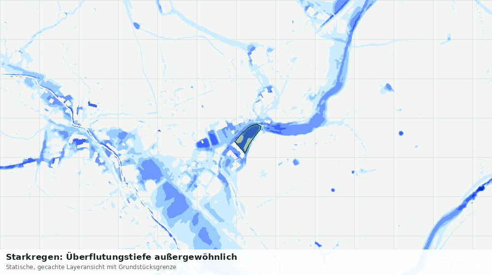 Statische Kartenansicht: Starkregen: Überflutungstiefe außergewöhnlich