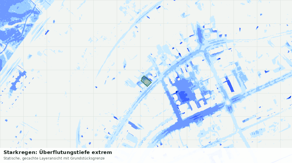 Statische Kartenansicht: Starkregen: Überflutungstiefe extrem