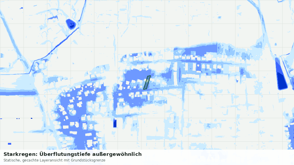 Statische Kartenansicht: Starkregen: Überflutungstiefe außergewöhnlich