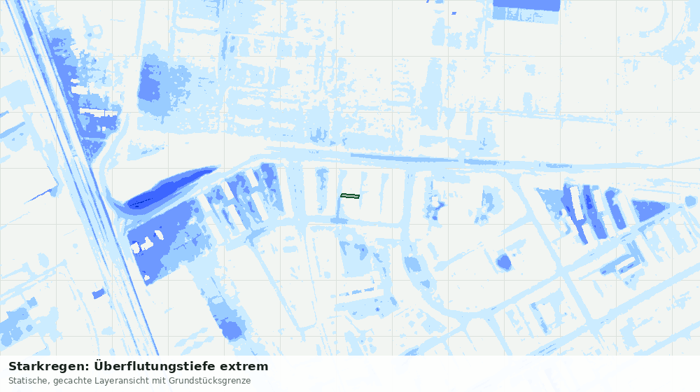 Statische Kartenansicht: Starkregen: Überflutungstiefe extrem