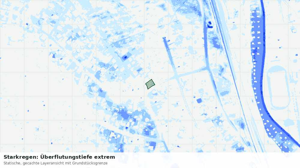 Statische Kartenansicht: Starkregen: Überflutungstiefe extrem