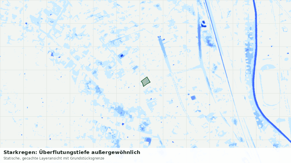 Statische Kartenansicht: Starkregen: Überflutungstiefe außergewöhnlich