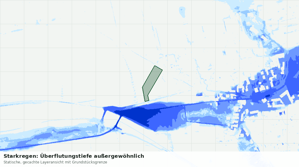 Statische Kartenansicht: Starkregen: Überflutungstiefe außergewöhnlich