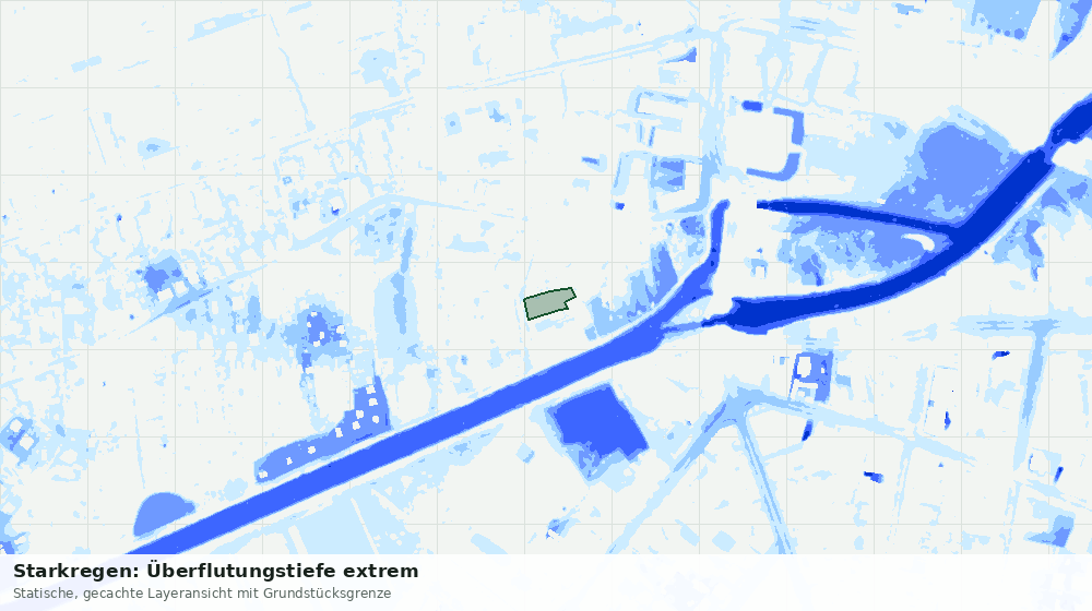 Statische Kartenansicht: Starkregen: Überflutungstiefe extrem