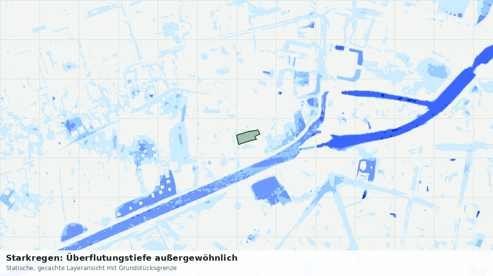 Statische Kartenansicht: Starkregen: Überflutungstiefe außergewöhnlich