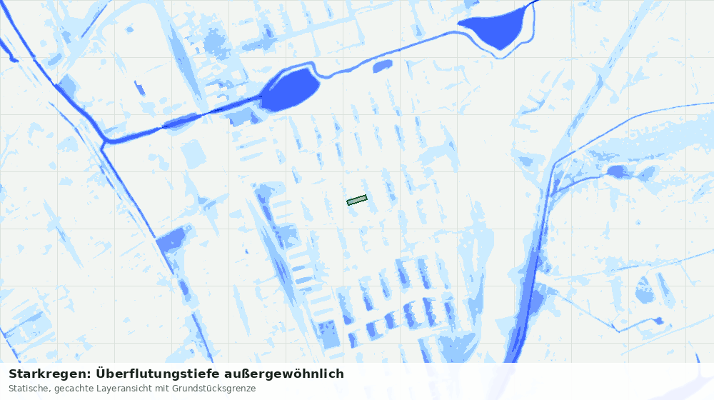 Statische Kartenansicht: Starkregen: Überflutungstiefe außergewöhnlich