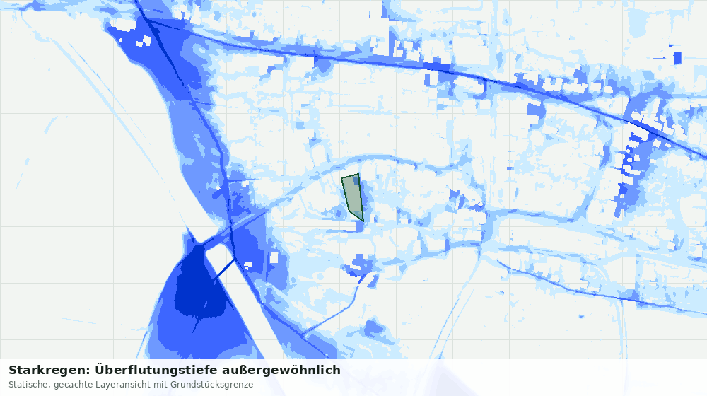 Statische Kartenansicht: Starkregen: Überflutungstiefe außergewöhnlich