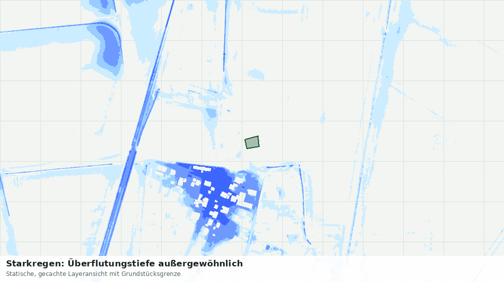 Statische Kartenansicht: Starkregen: Überflutungstiefe außergewöhnlich